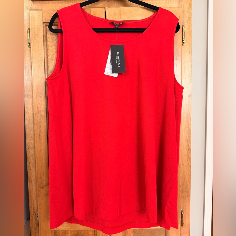 Lafayette 148 New York Bright Red Sleeveless Scoop Neck Tank
